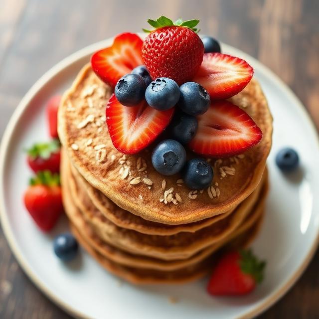 Hot Cakes de Avena con Frutas